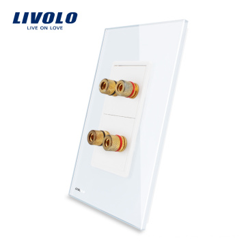 Livolo US 2 Gangs Home Elektrische Steckdose Stecker Wand Sound Akustik Buchse Mit Weißen Perle Kristallglas VL-C592A-11